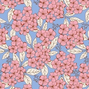 Vintage hydrangea flowers in pink and pastel blue - Small scale