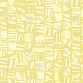 Hand Drawn Lines in White on  Buttercup Yellow #F1E377