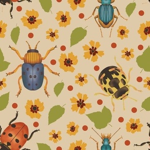 Retro Bugs with Flowers MEDIUM (10.5x10.5)