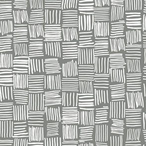 Hand Drawn Lines in White on Pewter Grey #848681