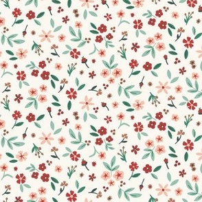 Hoilday Floral_Medium_Cream_Red_Hufton Studio