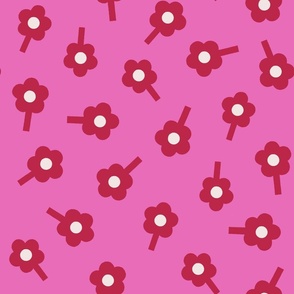 Modern geometric floral (red pink) - Medium