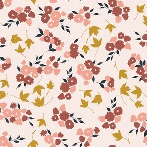 Spring Florals on Blush Pink Background - Ditsy Small Scale
