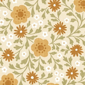 Eloise Floral - 24" extra large - gold, white, and sage green