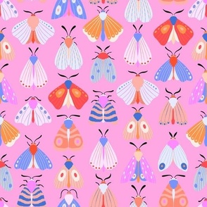 Doodle Moths - Pink