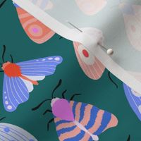 Doodle Moths - Teal