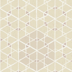 Geometric isometric hexagons geospace - cream neutral monochromatic - large scale