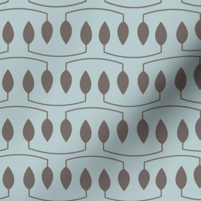 "Collaboration."  Chronicle collection. Summer palette. Sky (blue) background, Earth (brown) design. Contemporary, decor, mid-century modern, fabric, wallpaper, quilt.