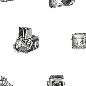 black-and-white-vintage-cameras