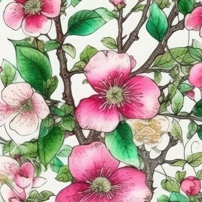 Pink Cherry Blossom-Inspired Print