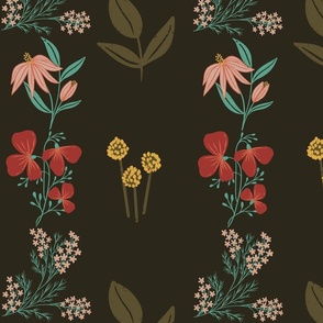 Wildflowers On Dark Brown (Large)