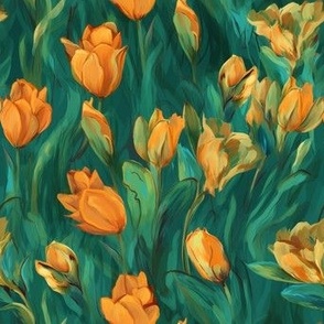 Watercolor Orange Tulips