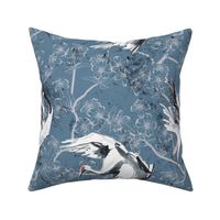 Chinoiserie Water coloured herons and cherry blossoms  or cranes?