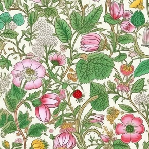 Maximalist Pink and Green Floral Pattern