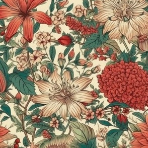 Red and Green Floral Pattern