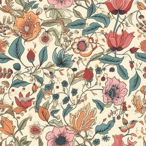 Retro Colorful Floral Pattern