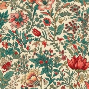 Vintage Inspired Red Floral Pattern