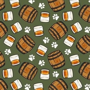 (small scale) Whisky Barrel - Paws - olive green - LAD23