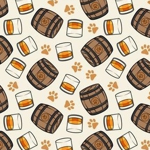 (small scale) Whiskey Barrel - Whisky & Paws - cream - LAD23