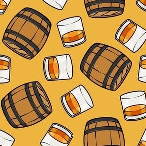 Whisky Barrels & Glass -  yellow - LAD23