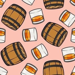Whisky Barrels & Glass - pink - LAD23