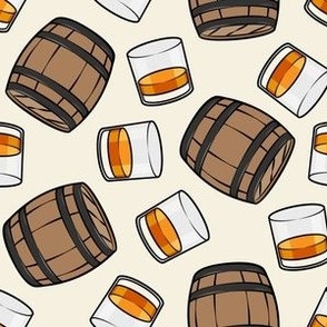 Whisky Barrels & Glass -  cream  - LAD23