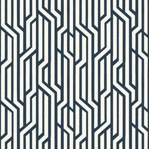 Cream on Navy Blue Geometric Lines (small scale)