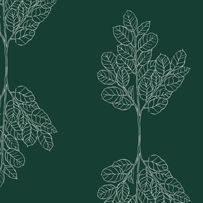 Forest leaves- dark green - Jumbo - Wallpaper