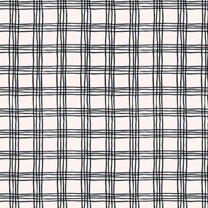 Wonky Plaid - black and off white - unisex blender print