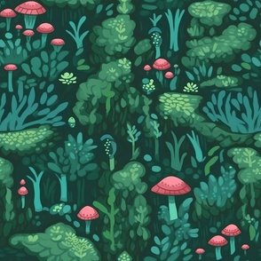Emerald forest keepers. Fairy woodland creatures Mushrooms