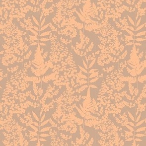 Silhouette Leaves in fawn and peach (5.25" repeat)