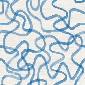 Indigo blue doodle squiggles for wallpaper, home decor, bedding and clothing