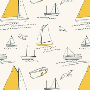 Seaside : sailboats yellow