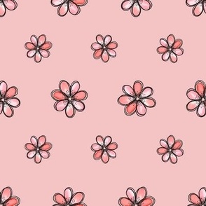 pink hand drawn flowers