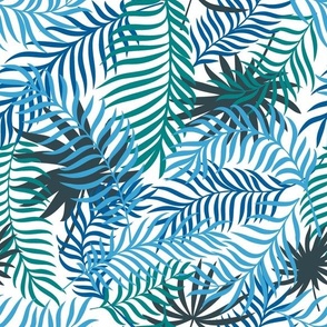 Tropical leaves on white