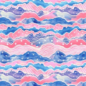 Dolly Mountains in Pink and Navy - Medium Scale 