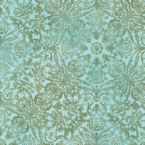 Pastel Vintage Victorian Damask Texture Teal Green