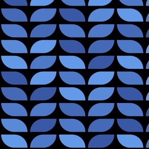 Geometric Pattern: Leaf: Azure Black (large version)