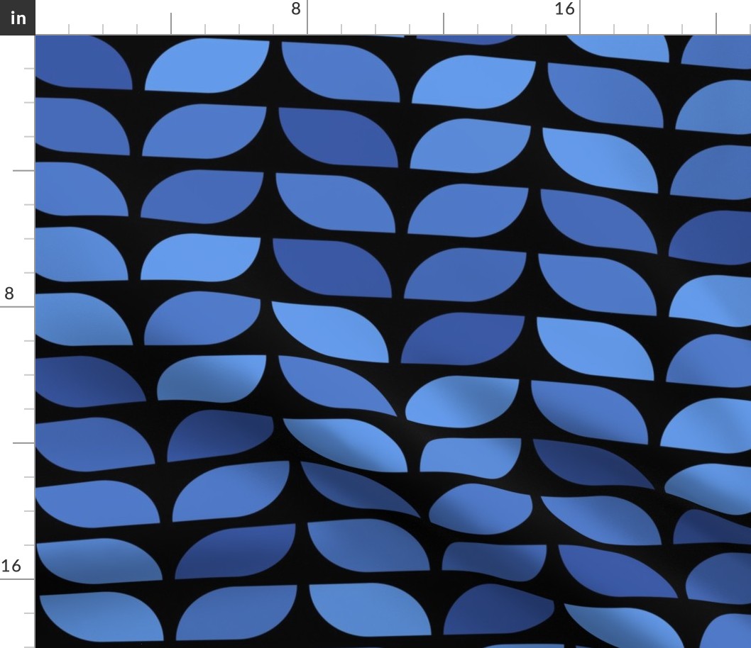 Geometric Pattern: Leaf: Azure Black (large version)