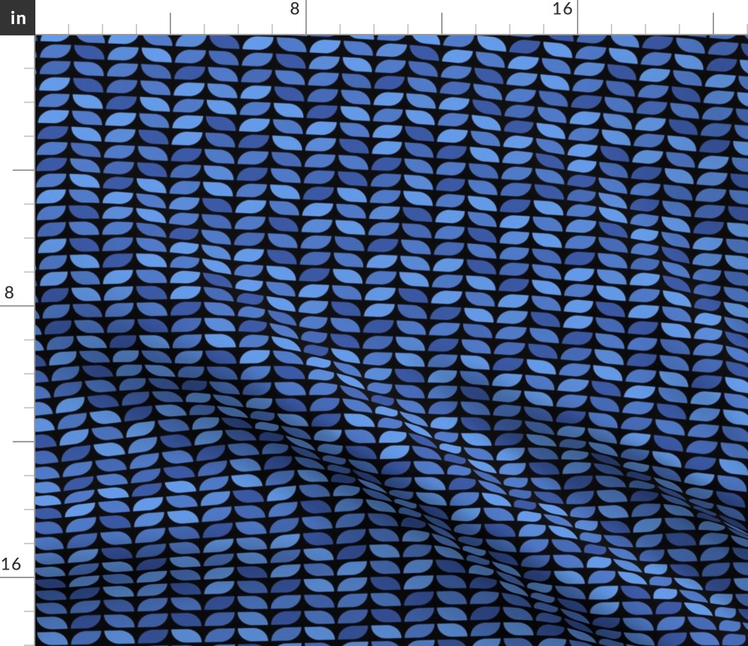 Geometric Pattern: Leaf: Azure Black (small version)