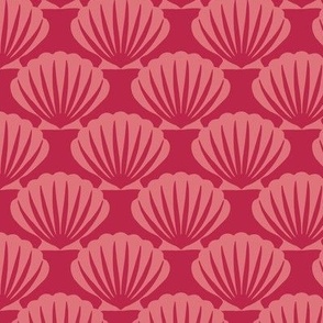Scalloped seashells red magenta (Small)
