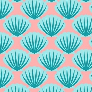 Scallops blue on pink (Small)