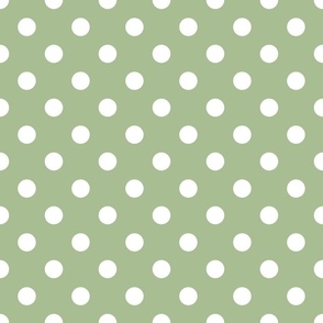 Medium Scale Polka Dots with Sage Background 