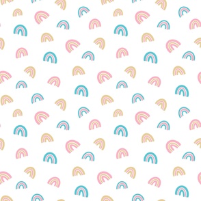 Cute Small Rainbows on White - Large Scale for Wallpapers