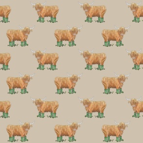 Highland Cows with Wellies (alternating) on Stone Background - Medium Scale