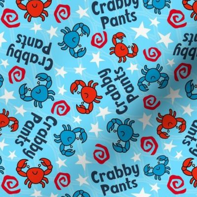 Large Scale Crabby Pants Funny Sarcastic Grouchy Crabs on Blue