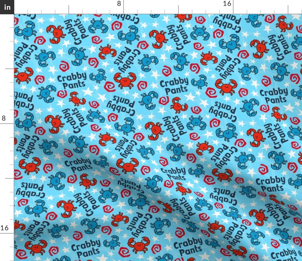 Large Scale Crabby Pants Funny Sarcastic Grouchy Crabs on Blue