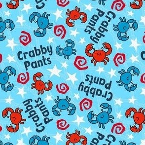 Medium Scale Crabby Pants Funny Sarcastic Grouchy Crabs on Blue