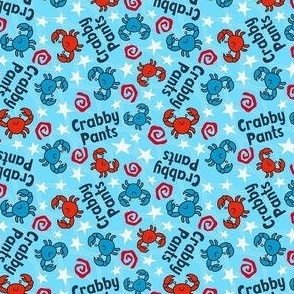Small Scale Crabby Pants Funny Sarcastic Grouchy Crabs on Blue