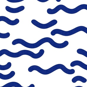 Santorini Summer - Waves in Navy Blue / Large